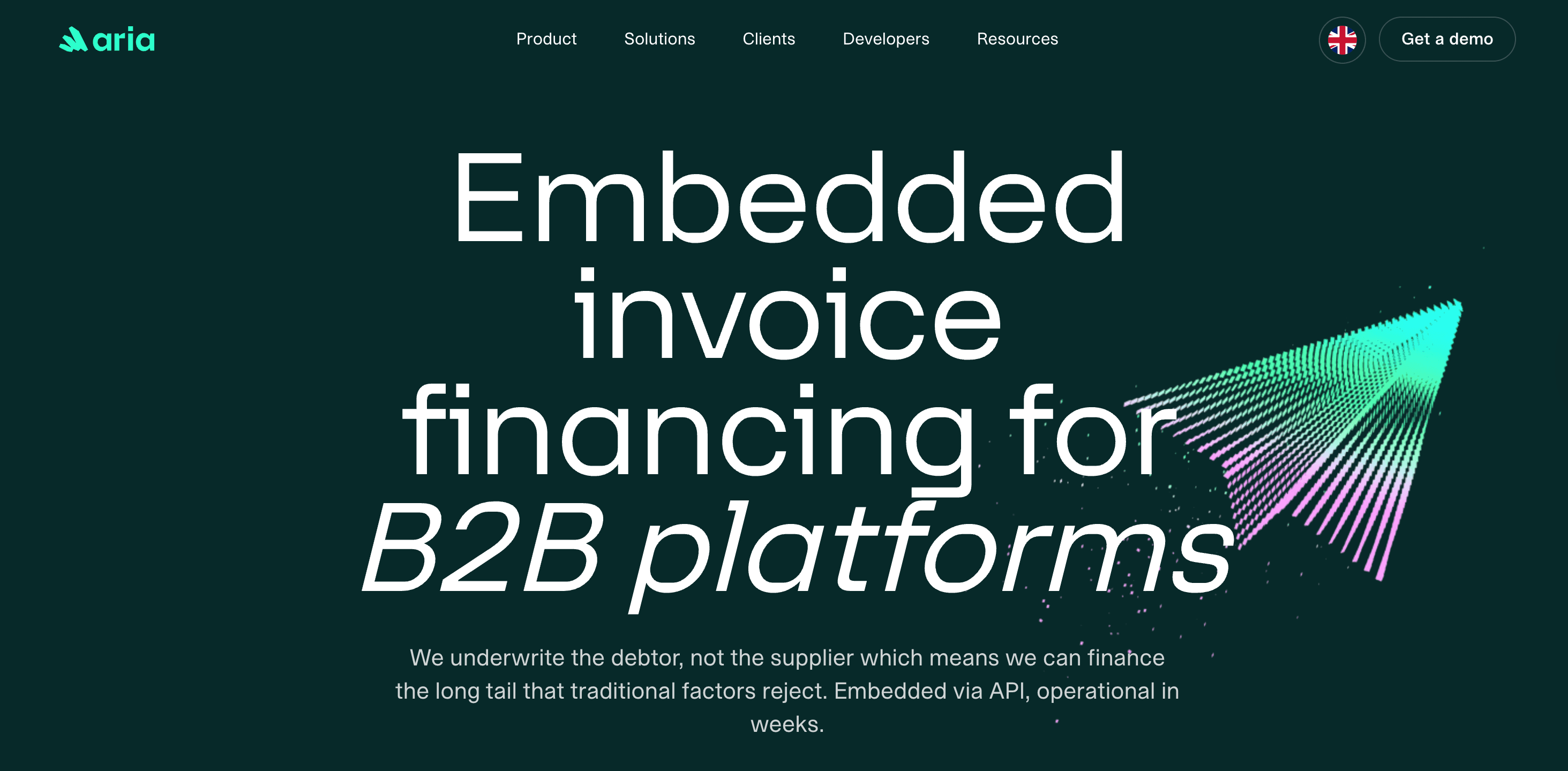 Aria embedded invoice financing for B2B platforms